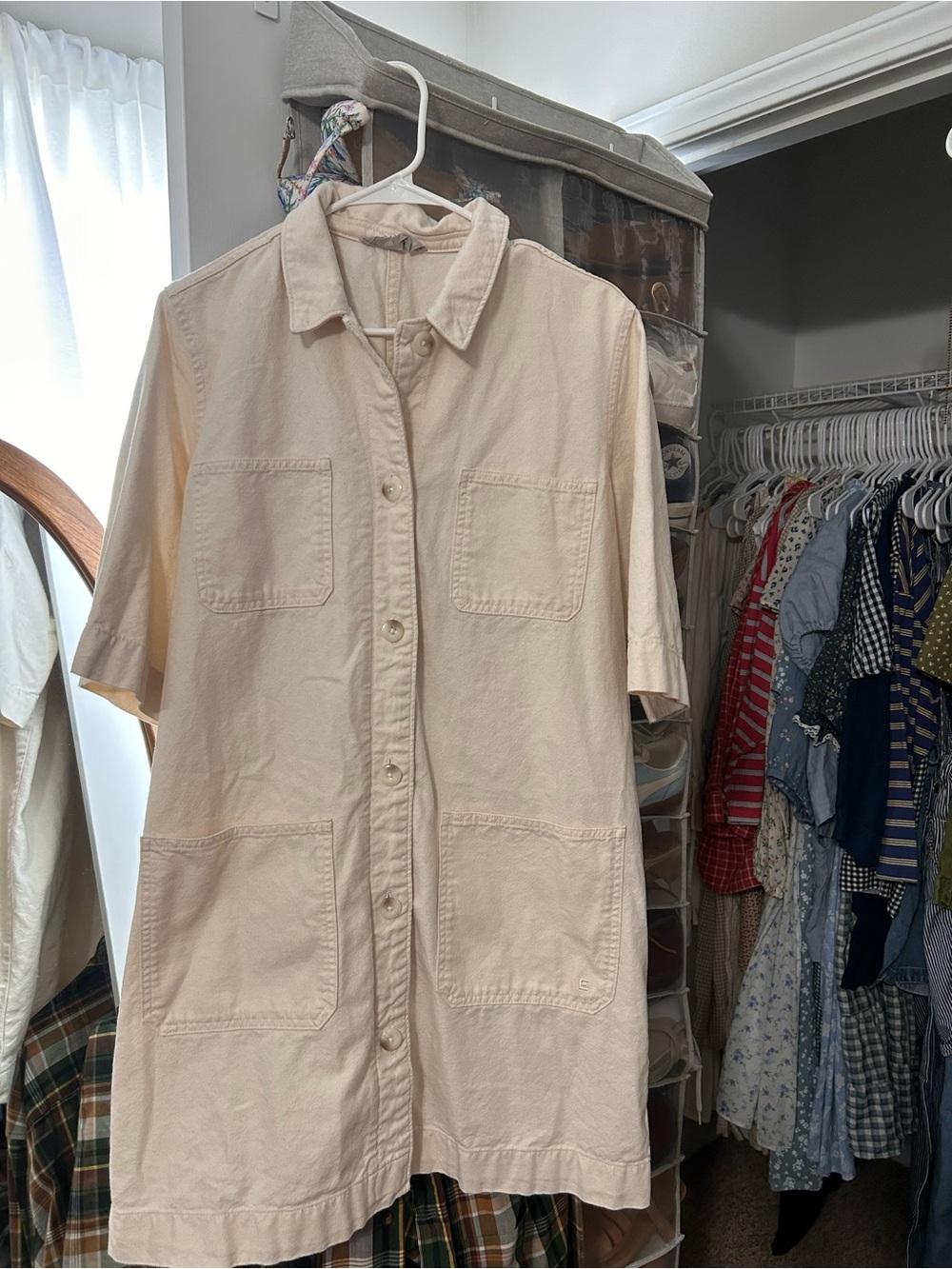 Everlane Cream Safari Utility Dress